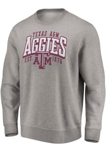Texas A&amp;M Aggies Mens Grey Defensive Leader Long Sleeve Crew Sweatshirt