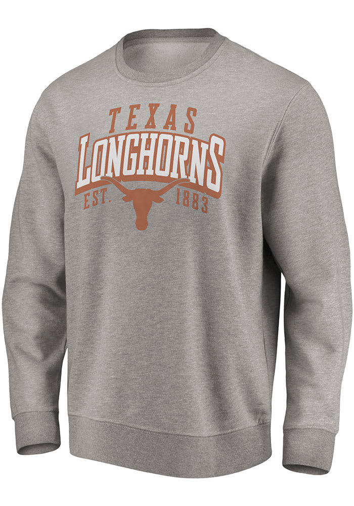 Texas Longhorns Mens Defensive Leader Crew Sweatshirt - HEATHER GREY