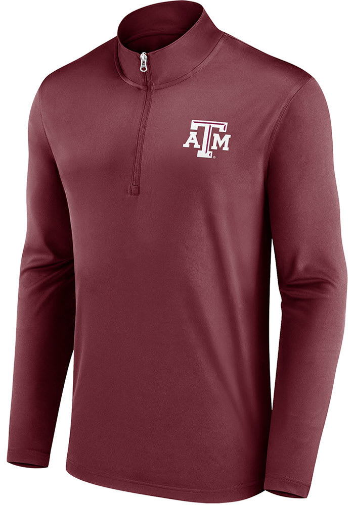 Texas A&M Aggies Mens Maroon Team Poly Long Sleeve 1/4 Zip Pullover