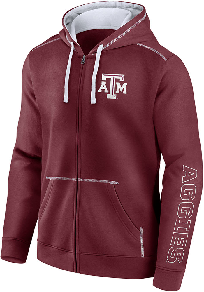 Texas A&M Aggies Mens Maroon Blocked Fleece Long Sleeve Full Zip Jacket