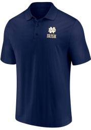 Notre Dame Fighting Irish Mens Navy Blue Team Poly Short Sleeve Polo