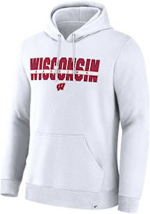 Wisconsin Badgers Mens White Legacy Fleece Long Sleeve Hoodie