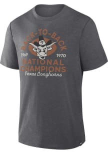 Texas Longhorns Charcoal Distressed Vintage Short Sleeve Fashion T Shirt