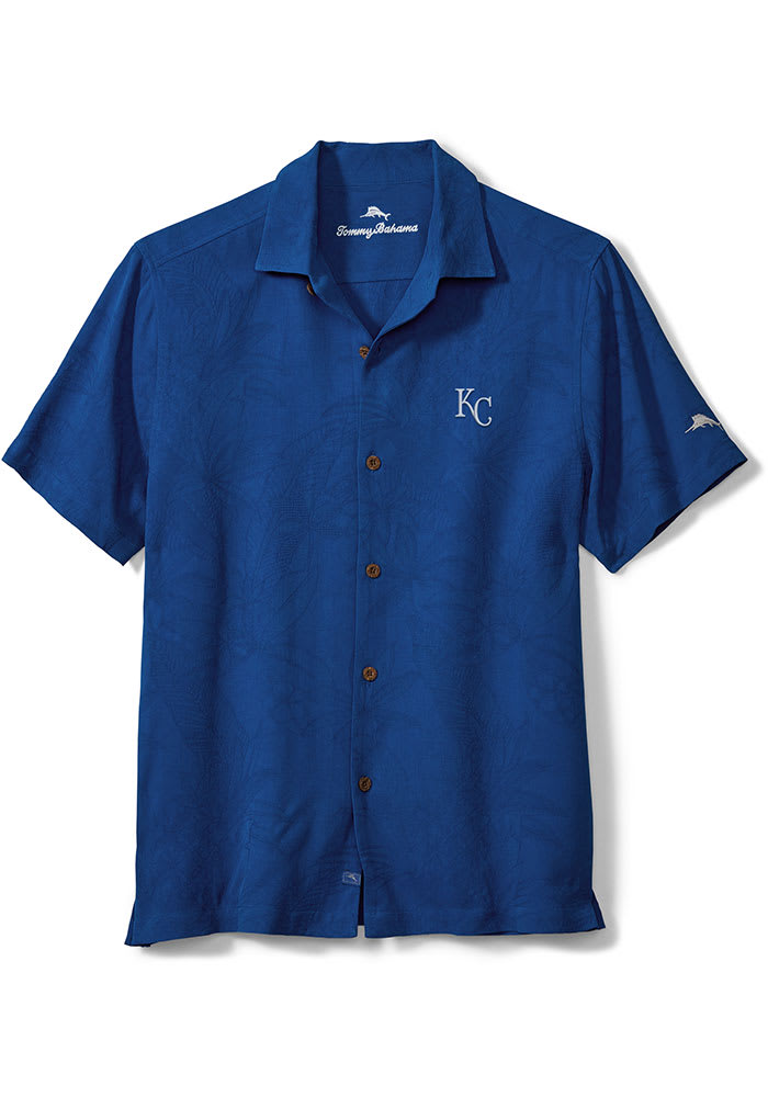 Tommy Bahama Kansas City Royals Mens Blue Al Fresco Jacquard Short Sleeve Dress Shirt