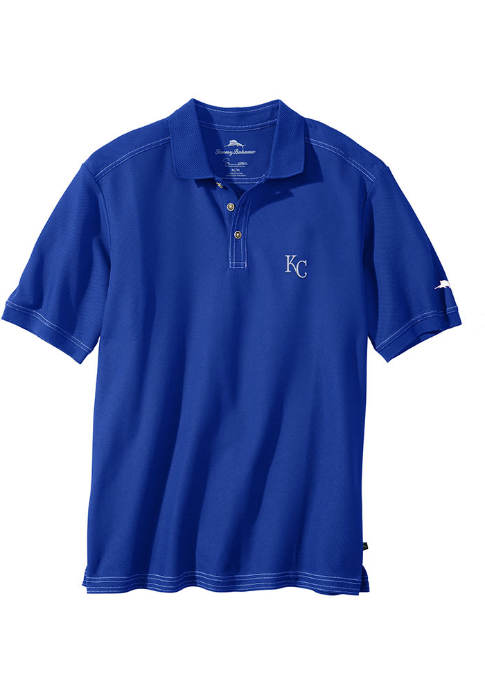 Tommy Bahama Kansas City Royals Blue Emfielder Short Sleeve Polo, Blue, 60% Cotton / 40% POLYESTER, Size S, Rally House