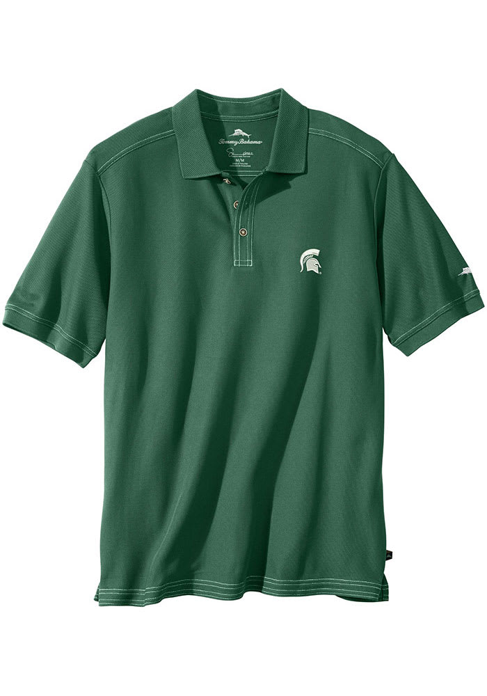 Tommy Bahama Michigan State Spartans Mens Green Emfielder Short Sleeve Polo