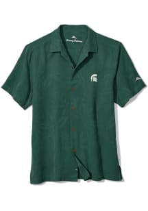 Mens Michigan State Spartans Green Tommy Bahama Al Fresco Short Sleeve Dress Shirt
