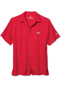 Mens Ohio State Buckeyes Red Tommy Bahama Al Fresco Short Sleeve Dress Shirt