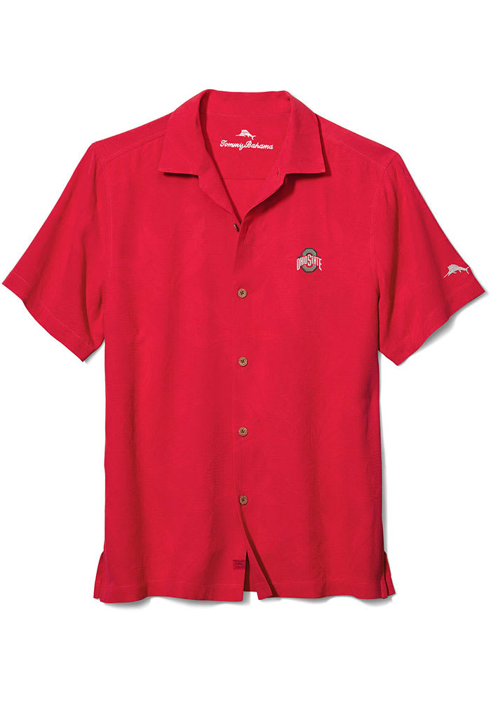 Tommy Bahama Ohio State Buckeyes Mens Red Al Fresco Short Sleeve Dress Shirt