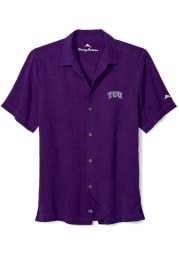 Tommy Bahama TCU Horned Frogs Mens Purple Al Fresco Short Sleeve Dress Shirt