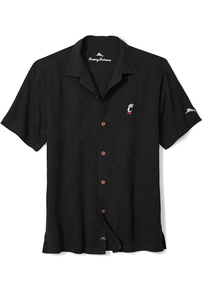 Tommy Bahama Cincinnati Bearcats Mens Black Al Fresco Short Sleeve Dress Shirt