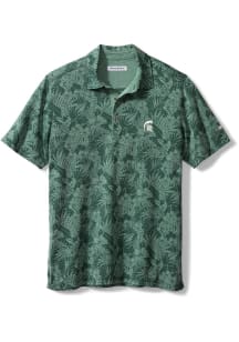 Mens Michigan State Spartans Green Tommy Bahama Sport Palmetto Palms Short Sleeve Polo Shirt