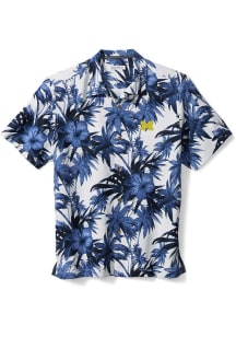 Mens Michigan Wolverines Navy Blue Tommy Bahama Sport Harbor Island Short Sleeve Dress Shirt
