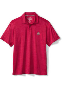 Mens Ohio State Buckeyes Red Tommy Bahama Delray Short Sleeve Polo Shirt