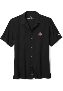 Mens Ohio State Buckeyes Black Tommy Bahama Sport Al Fresco Tropics Short Sleeve Dress Shirt
