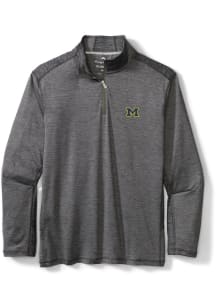Tommy Bahama Michigan Wolverines Mens Charcoal Sport Delray Long Sleeve 1/4 Zip Pullover