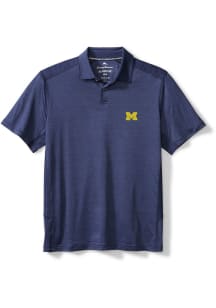 Mens Michigan Wolverines Navy Blue Tommy Bahama Delray Short Sleeve Polo Shirt