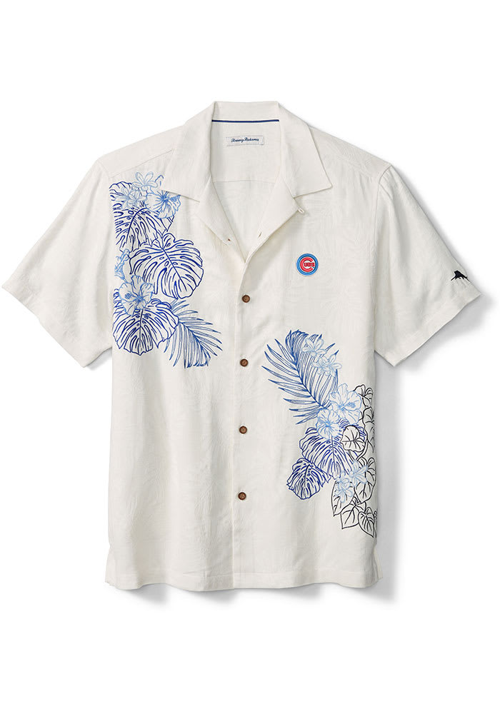 Men's Chicago Cubs Tommy Bahama Light Blue Aloha America T-Shirt