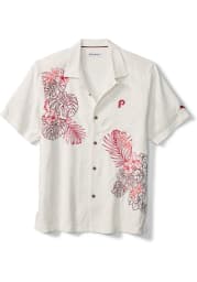 Tommy Bahama Philadelphia Phillies Mens White Sport La Playa Luau Camp Short Sleeve Dress Shirt
