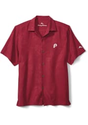 Tommy Bahama Philadelphia Phillies Mens Maroon Al Fresco Camp Short Sleeve Dress Shirt