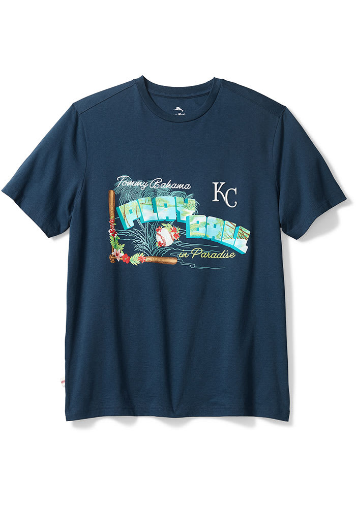 Tommy Bahama Kansas City Royals Navy Blue Play Ball Short Sleeve Fashion T Shirt