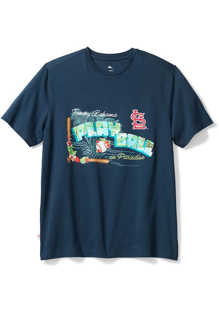 Tommy Bahama St Louis Cardinals Navy Blue Play Ball Short Sleeve Fashion T Shirt