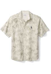 Tommy Bahama Chicago White Sox Mens Oatmeal Reign Forest Fronds Short Sleeve Dress Shirt