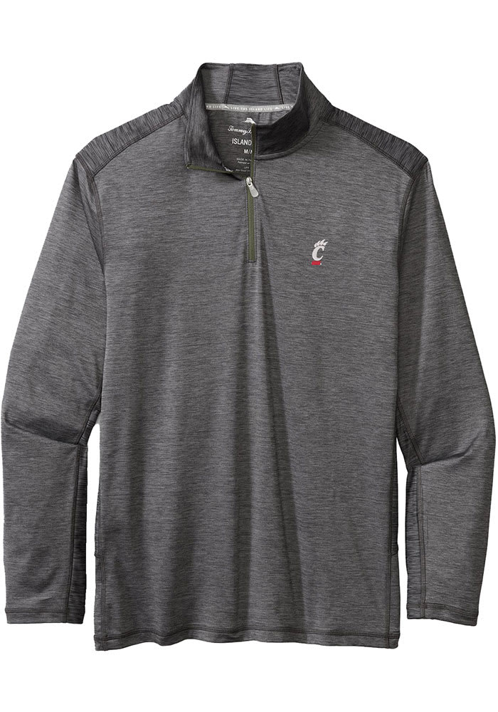 Tommy Bahama Cincinnati Bearcats Mens Charcoal Logo Sport Delray Long Sleeve Qtr Zip Pullover