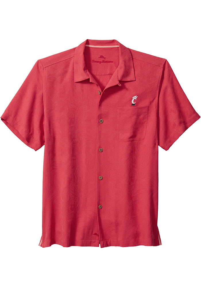 Tommy Bahama Cincinnati Bearcats Mens Red Sport Tropic Isles Camp Short Sleeve Dress Shirt