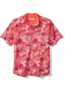 Tommy Bahama Indiana Hoosiers Mens Red Sport Printed Reign Forest Fronds Short Sleeve Dress Shir..