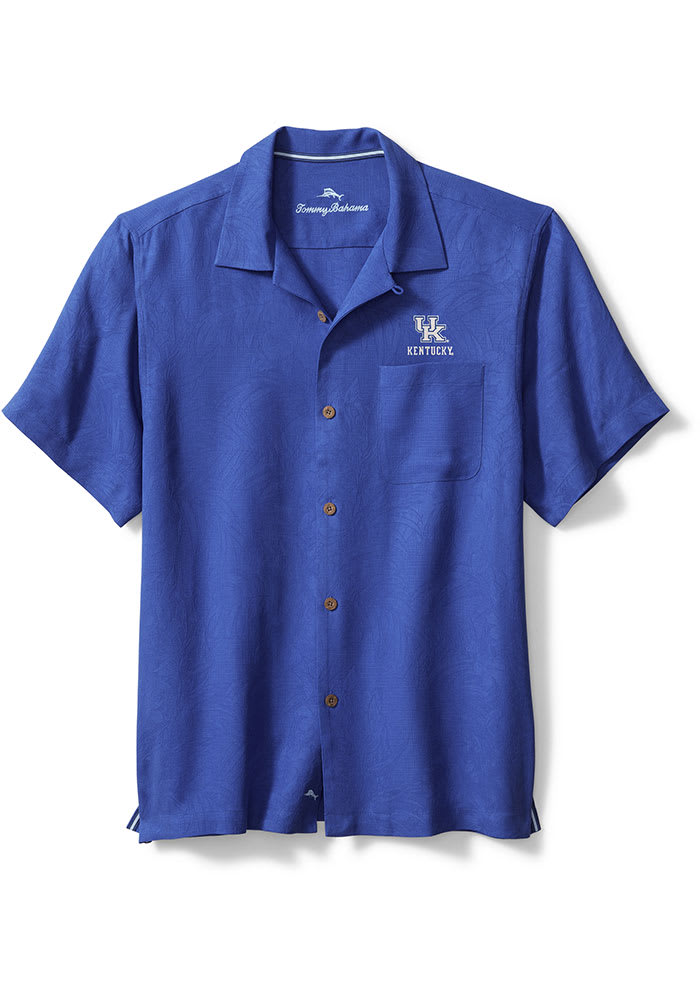 Tommy Bahama Kentucky Wildcats Mens Blue Sport Tropic Isles Camp Short Sleeve Dress Shirt