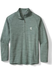 Tommy Bahama Michigan State Spartans Mens Green Play Action Long Sleeve 1/4 Zip Pullover