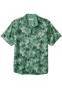 Tommy Bahama Michigan State Spartans Mens Green Sport Printed Reign Forest Fronds Short Sleeve Dress
