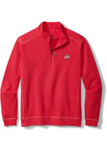 Tommy Bahama Ohio State Buckeyes Mens Red Sport Nassau Long Sleeve 1/4 Zip Pullover
