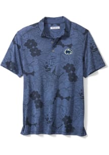 Mens Penn State Nittany Lions Navy Blue Tommy Bahama Miramar Blooms Short Sleeve Polo Shirt