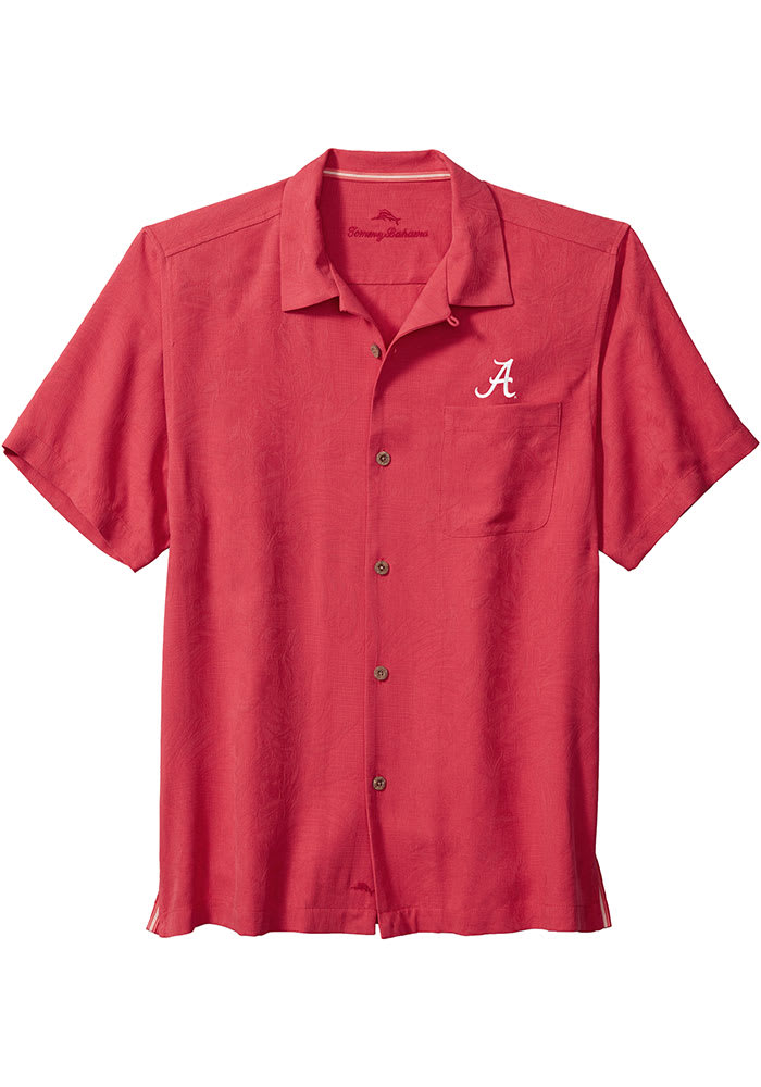 Tommy Bahama Alabama Crimson Tide Mens Red Sport Tropic Isles Camp Short Sleeve Dress Shirt