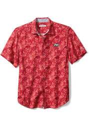 Tommy Bahama Arkansas Razorbacks Mens Red Sport Jungle Shade Silk Camp Short Sleeve Dress Shirt