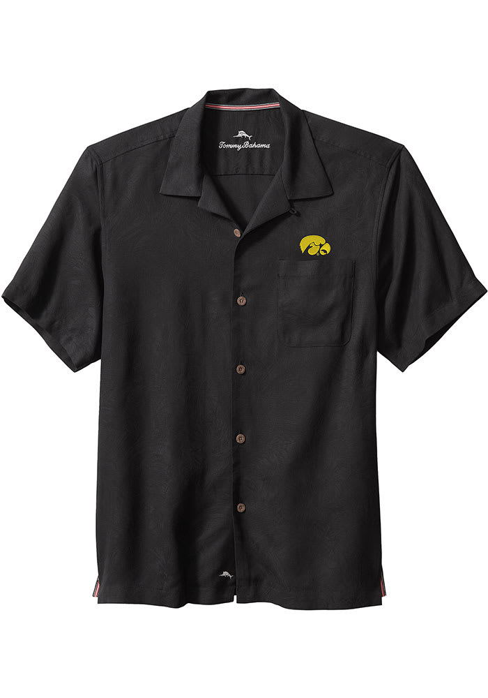 Tommy Bahama Iowa Hawkeyes Mens Black Sport Tropic Isles Camp Short Sleeve Dress Shirt