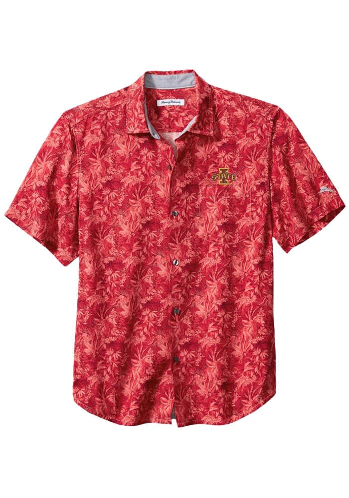 Men's Tommy Bahama Cardinal Iowa State Cyclones Sport Jungle Shade Camp  Button-Up Shirt