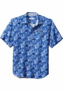 Tommy Bahama Kansas Jayhawks Mens Blue Sport Jungle Shade Silk Camp Short Sleeve Dress Shirt