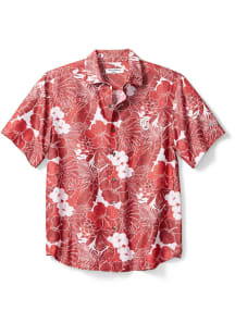 Tommy Bahama Oklahoma Sooners Mens Red Coconut Point Playa Flora Short Sleeve Dress Shirt