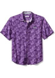 Tommy Bahama TCU Horned Frogs Mens Purple Sport Jungle Shade Silk Camp Short Sleeve Dress Shirt