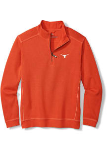Tommy Bahama Texas Longhorns Mens Burnt Orange Sport Nassau Long Sleeve 1/4 Zip Pullover