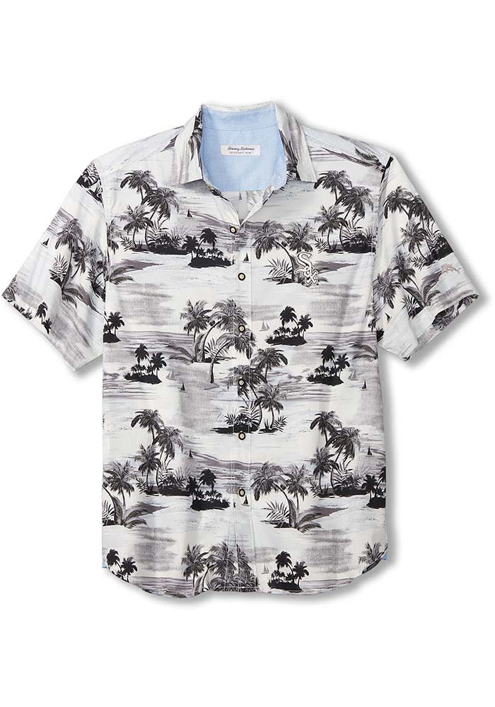 Men's Chicago White Sox Tommy Bahama Black Tropical Horizons Button-Up Shirt