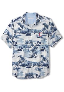 Tommy Bahama Cleveland Guardians Mens Blue Sport Tropical Horizons Shirt Short Sleeve Dress Shir..