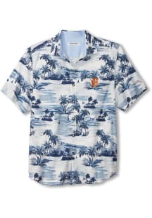 Tommy Bahama Detroit Tigers Mens Blue Sport Tropical Horizons Shirt Short Sleeve Dress Shirt