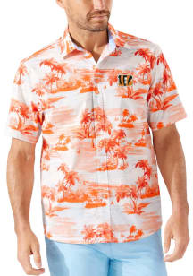 Tommy Bahama Cincinnati Bengals Mens Orange Tropical Horizons Short Sleeve Dress Shirt