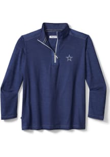 Tommy Bahama Dallas Cowboys Mens Navy Blue On Deck Long Sleeve 1/4 Zip Pullover