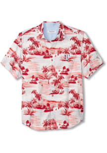 Tommy Bahama Texas Rangers Mens Red Sport Tropical Horizons Shirt Short Sleeve Dress Shirt