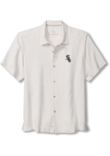 Tommy Bahama Chicago White Sox Mens Ivory Sport Tropic Isles Camp Short Sleeve Dress Shirt